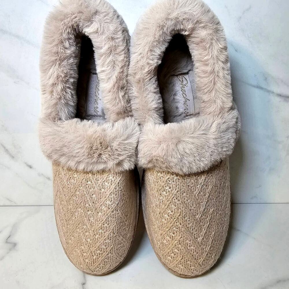 Skechers Cozy Lite Blush Pink Sparkle Knit Slippers Sweet Walk Size 6